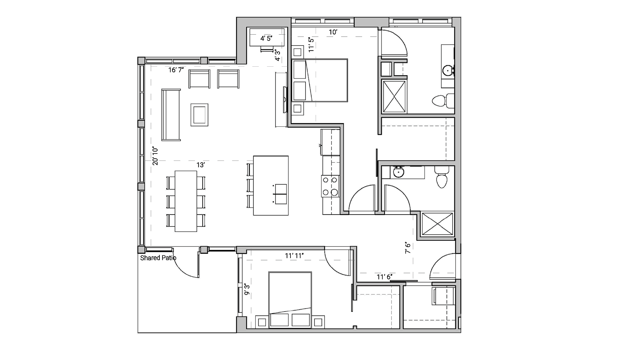 ULI Seven27 110 - Two Bedroom, Two Bathroom Floor Plan 