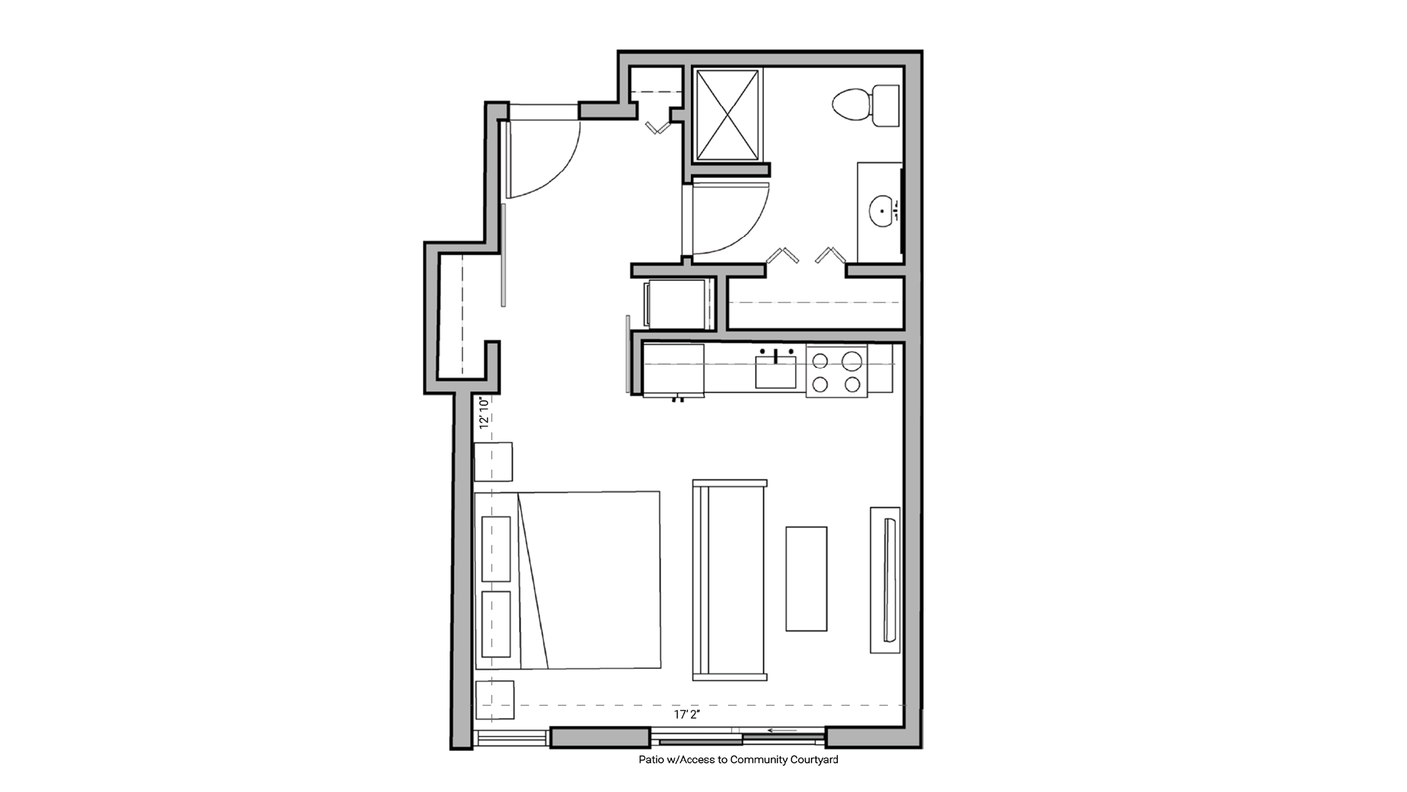 ULI SEVEN27 115 - Studio, one bathroom Floor Plan 