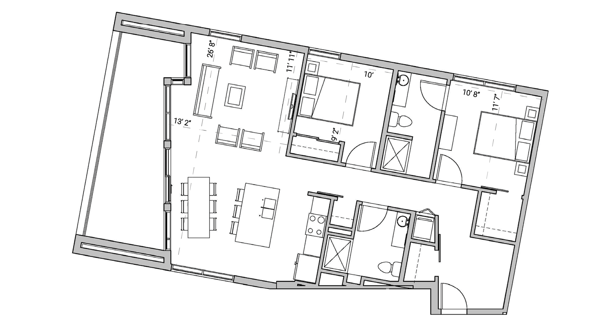 ULI Seven27 424 - Two Bedroom, Two Bathroom Floor Plan 