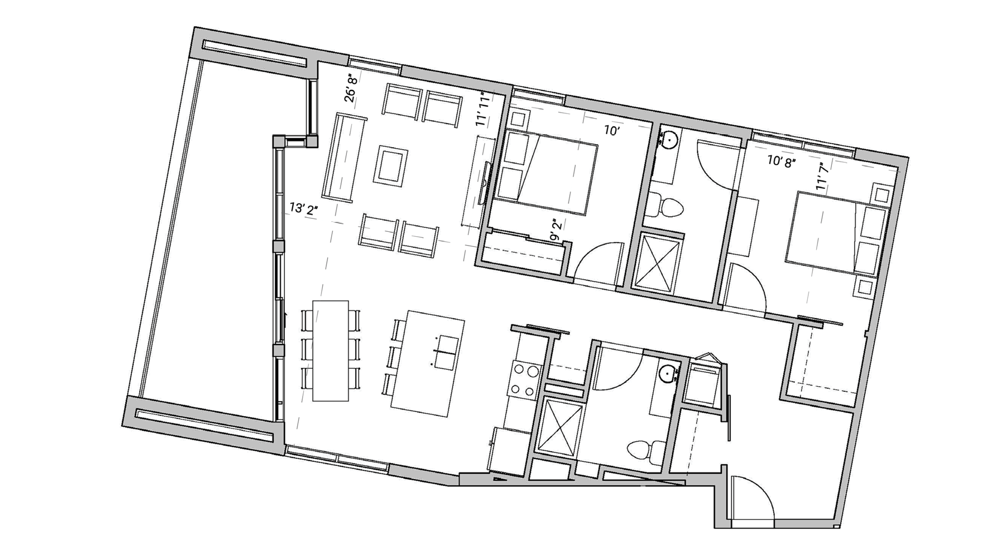 ULI Seven27 524 - Two Bedroom, Two Bathroom Floor Plan 
