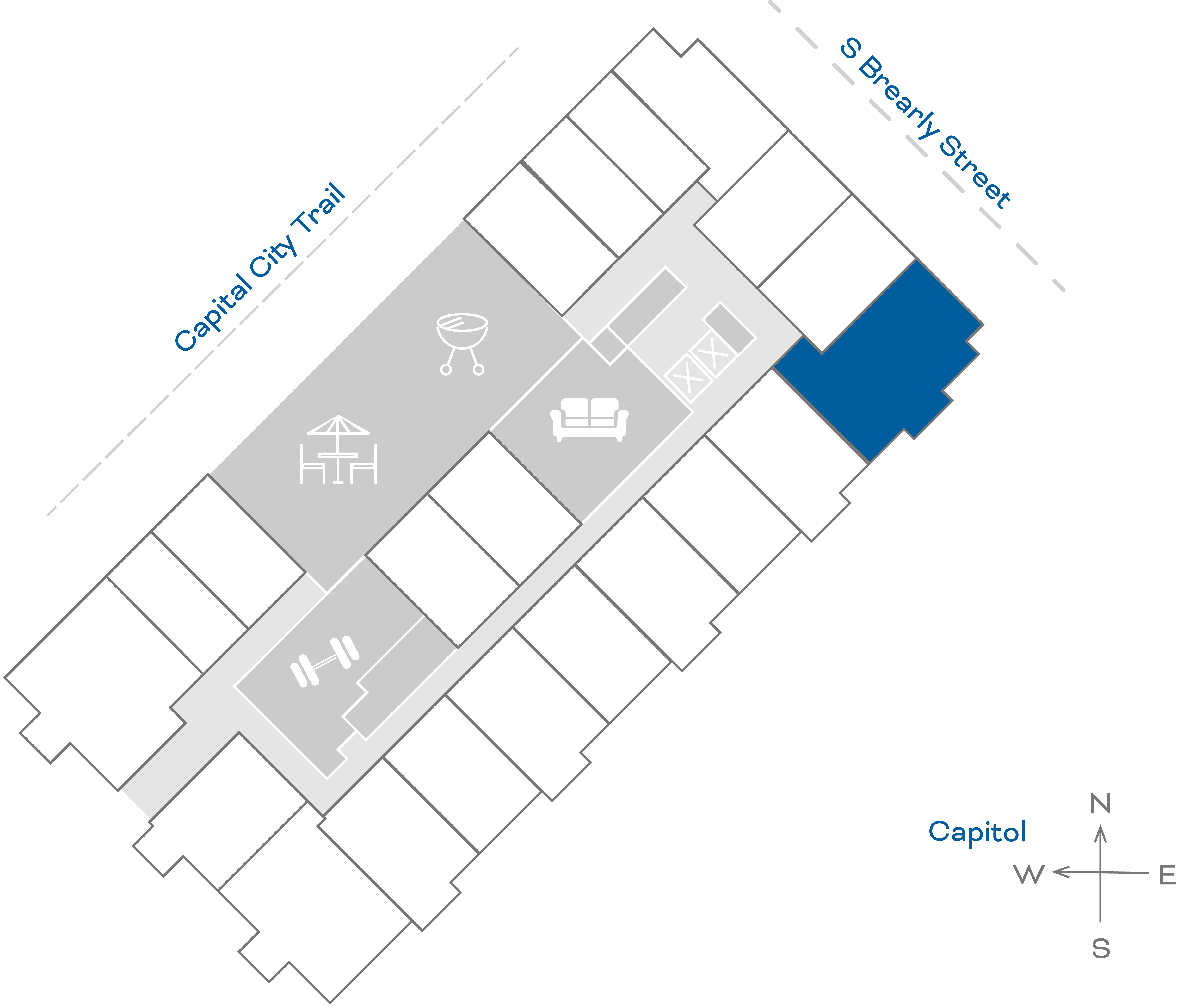 ULI The Penny 213 - 2 Bed, 1 Bath Floorplate