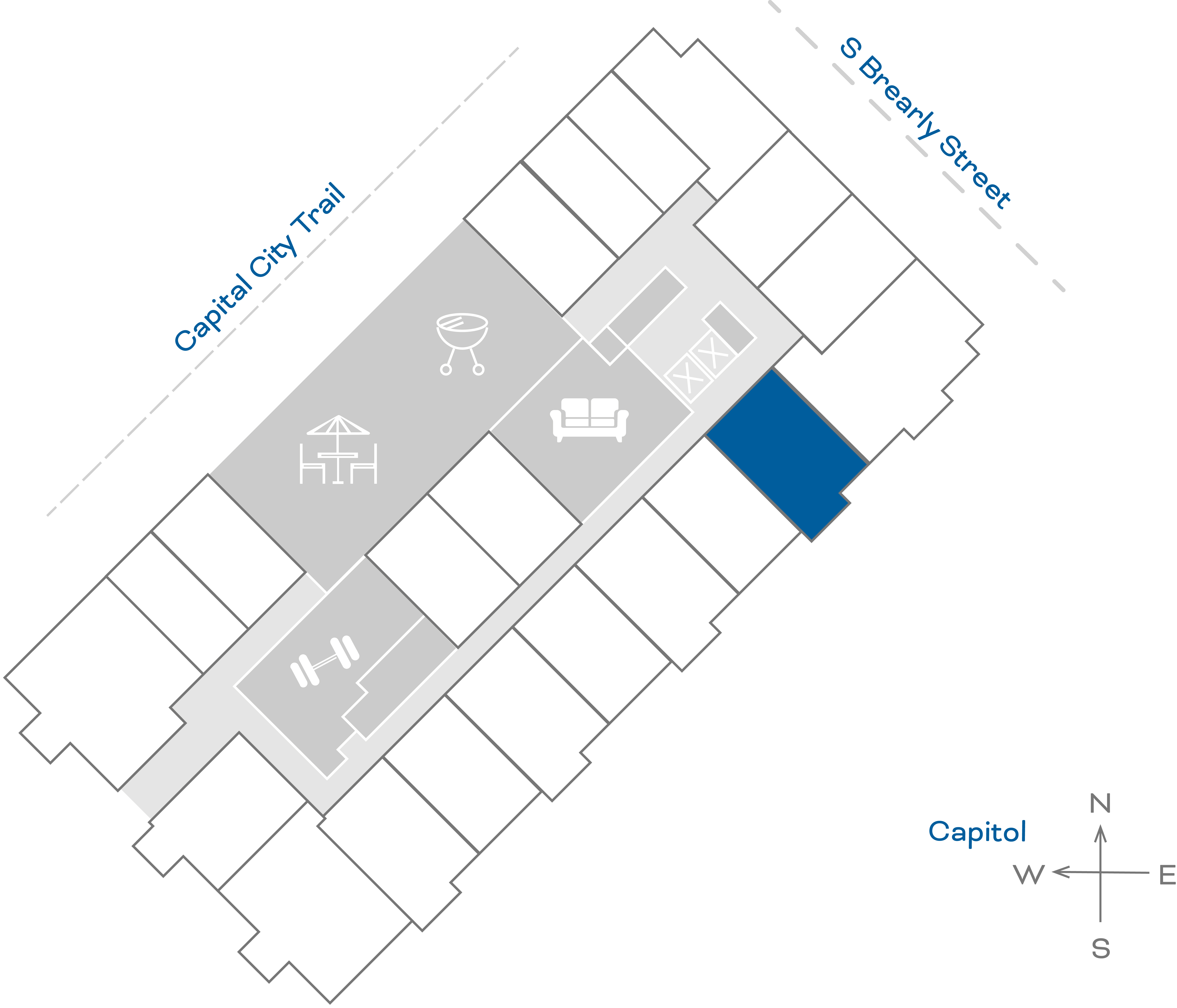 ULI The Penny 215 - 1 Bed, 1 Bath Floorplate