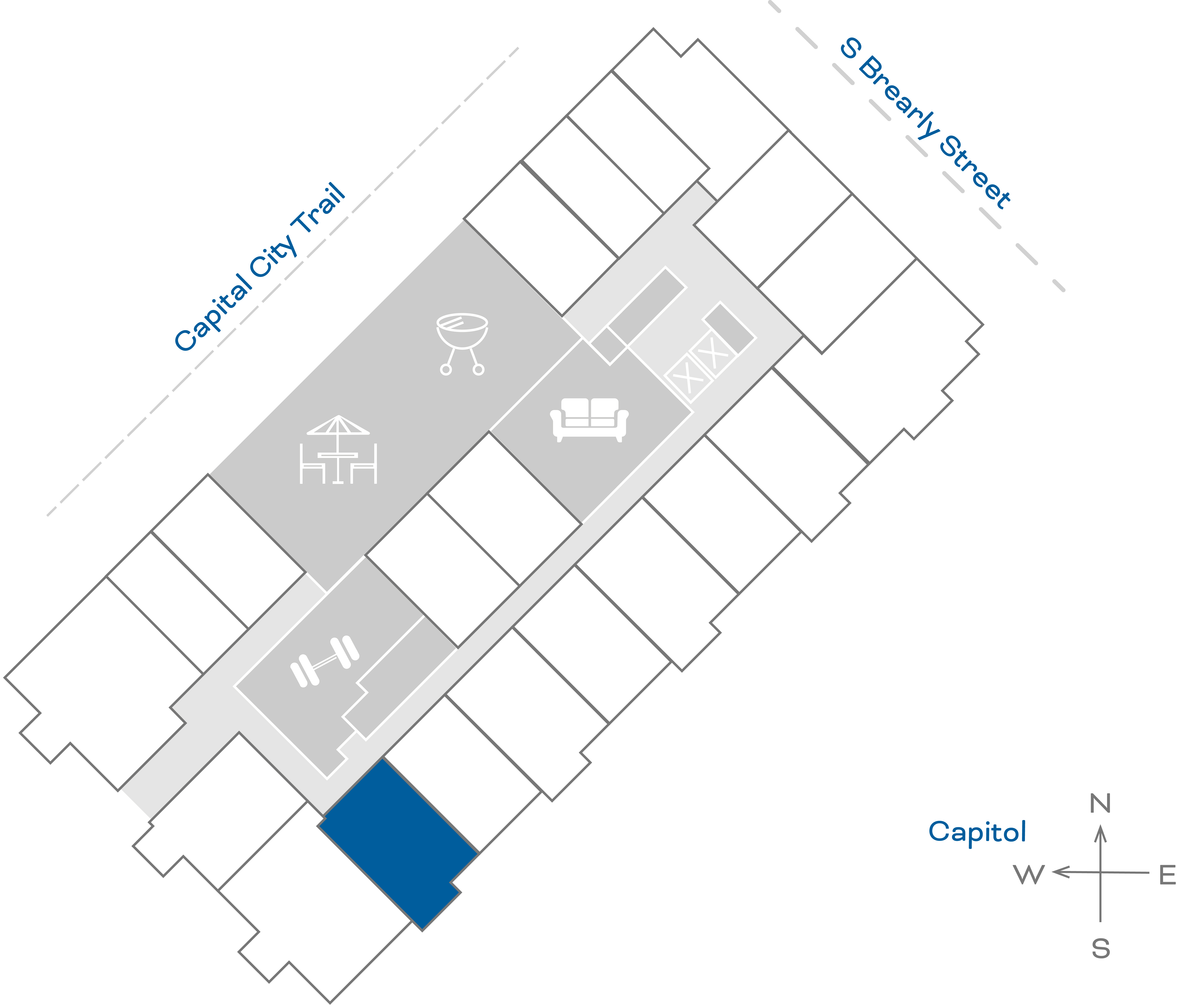 ULI The Penny 233 - 1 Bed, 1 Bath Floorplate