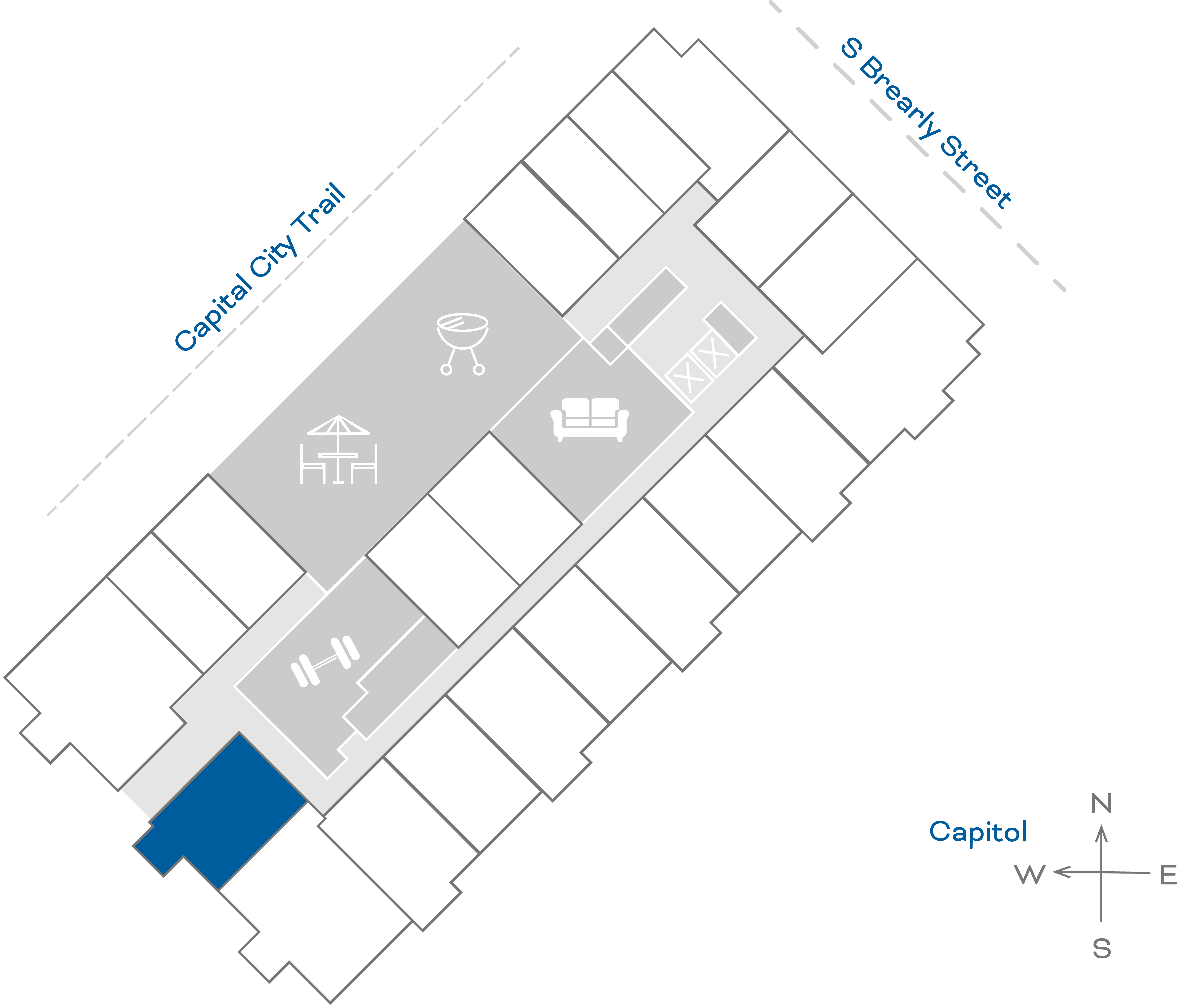 ULI The Penny 237 - 1 Bed, 1 Bath Floorplate