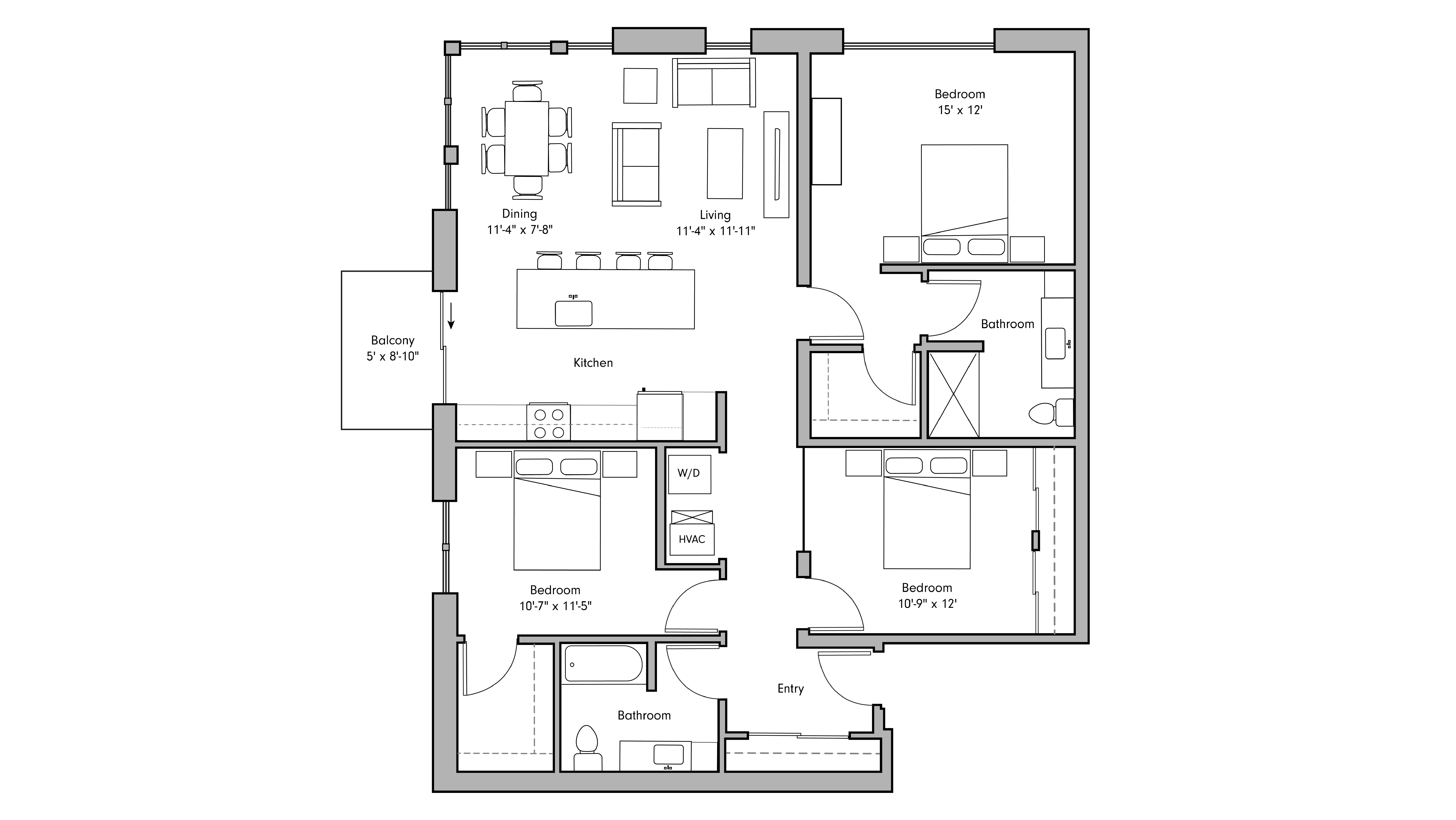 ULI The Penny 339 - 3 Bed, 2 Bath Floor Plan