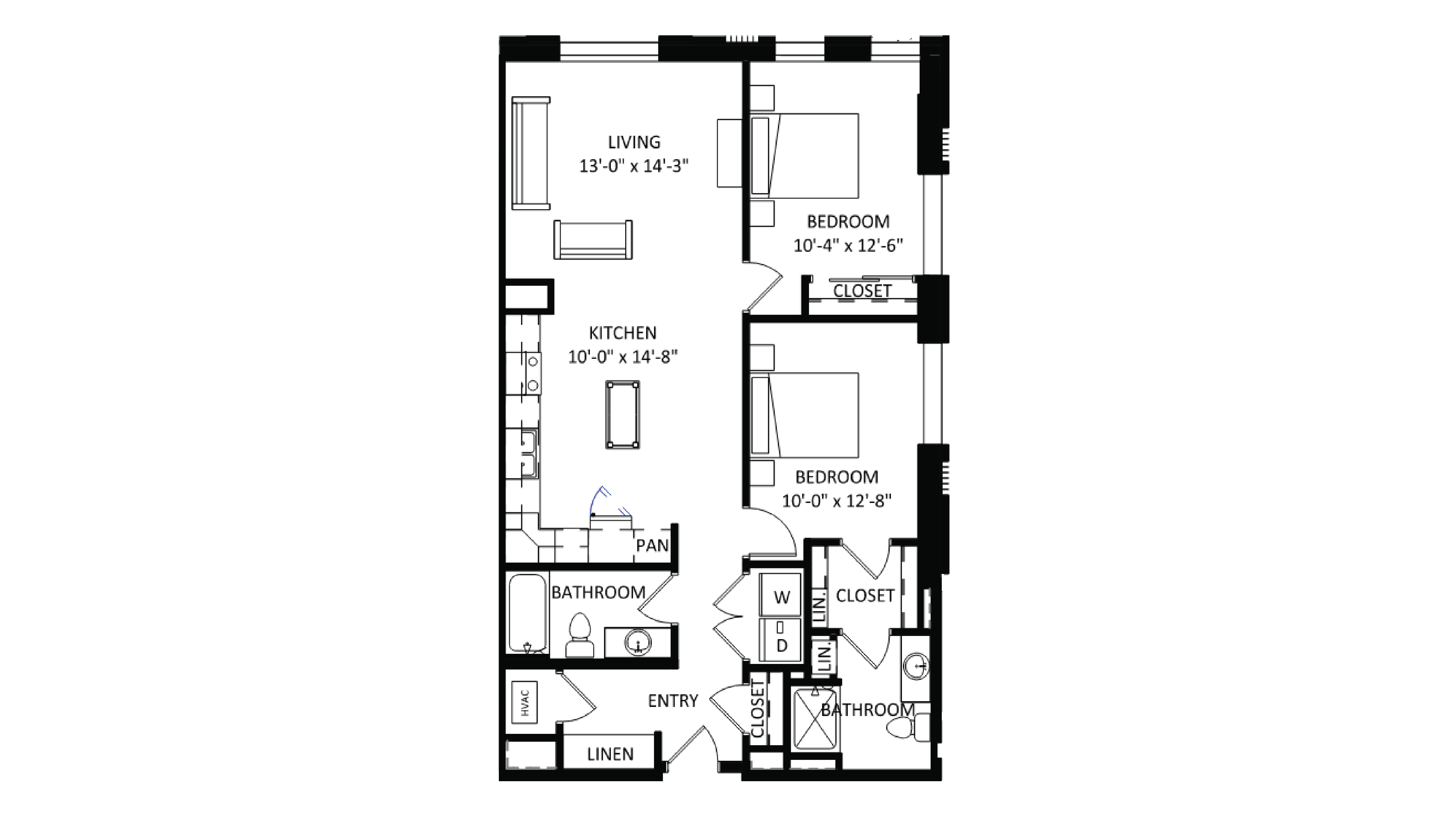 ULI The Irwin N112 - 2 Bed, 2 Bath Floor Plan