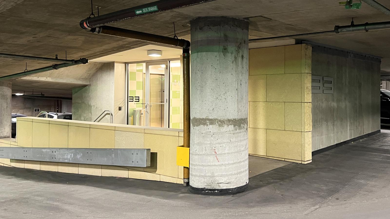 Direct access to Block 89 underground parking ramp from 33 East Main