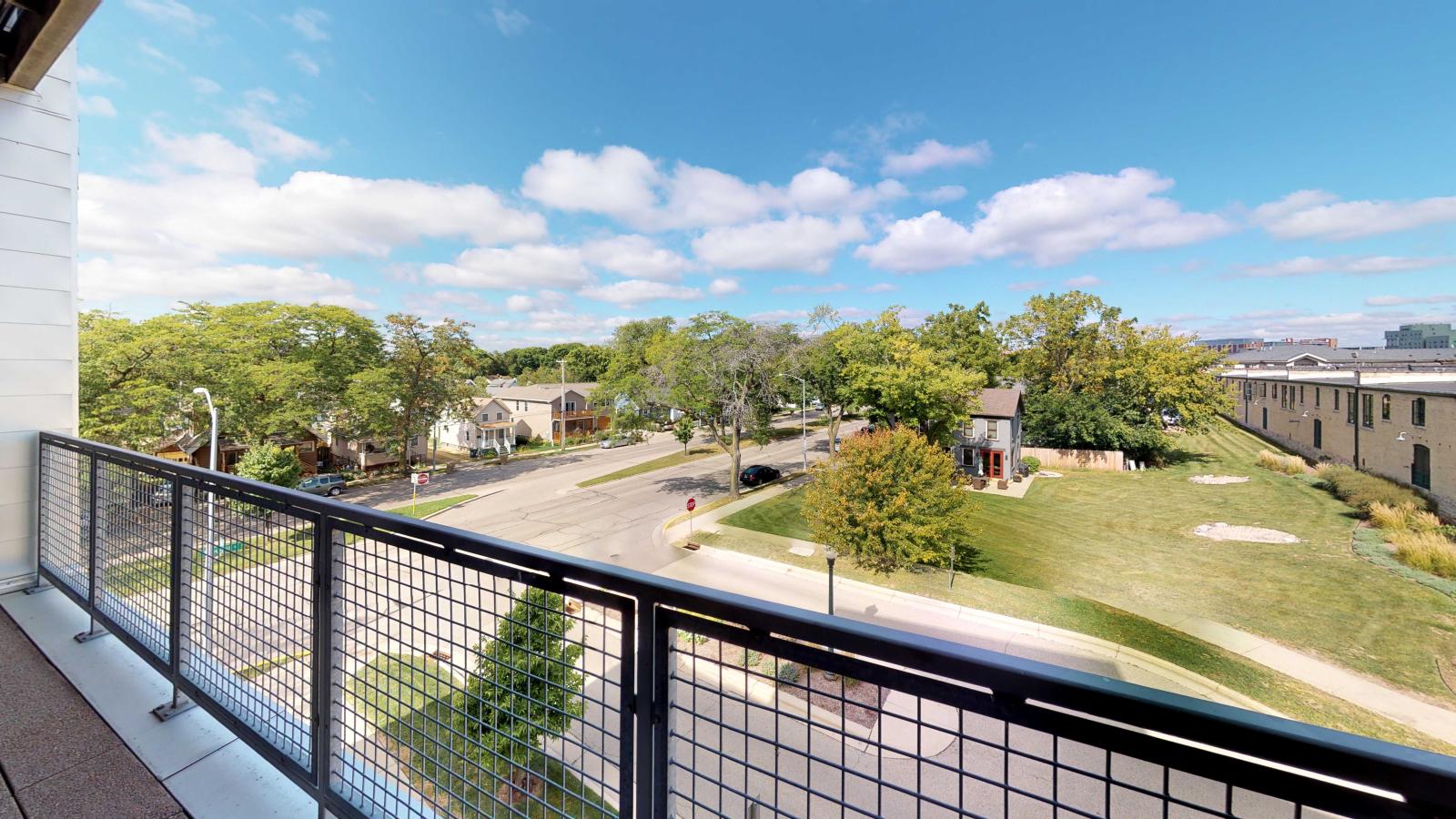 Expansive outdoor balcony space in a one bedroom apartment at SEVEN27