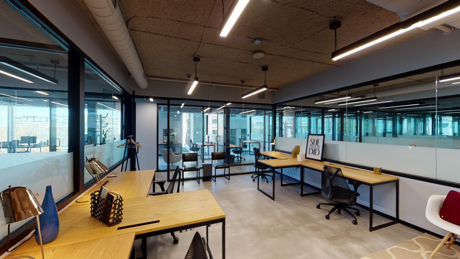 Modern office space and views showcased at Urban Office Coworking in downtown Madison 