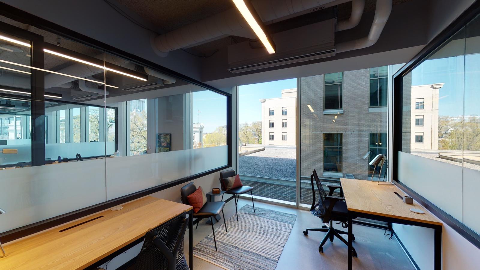Modern office space and views showcased at Urban Office Coworking in downtown Madison 