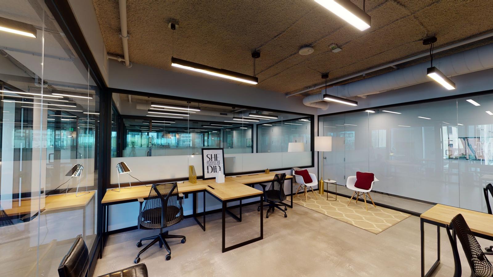 Modern office space and views showcased at Urban Office Coworking in downtown Madison 