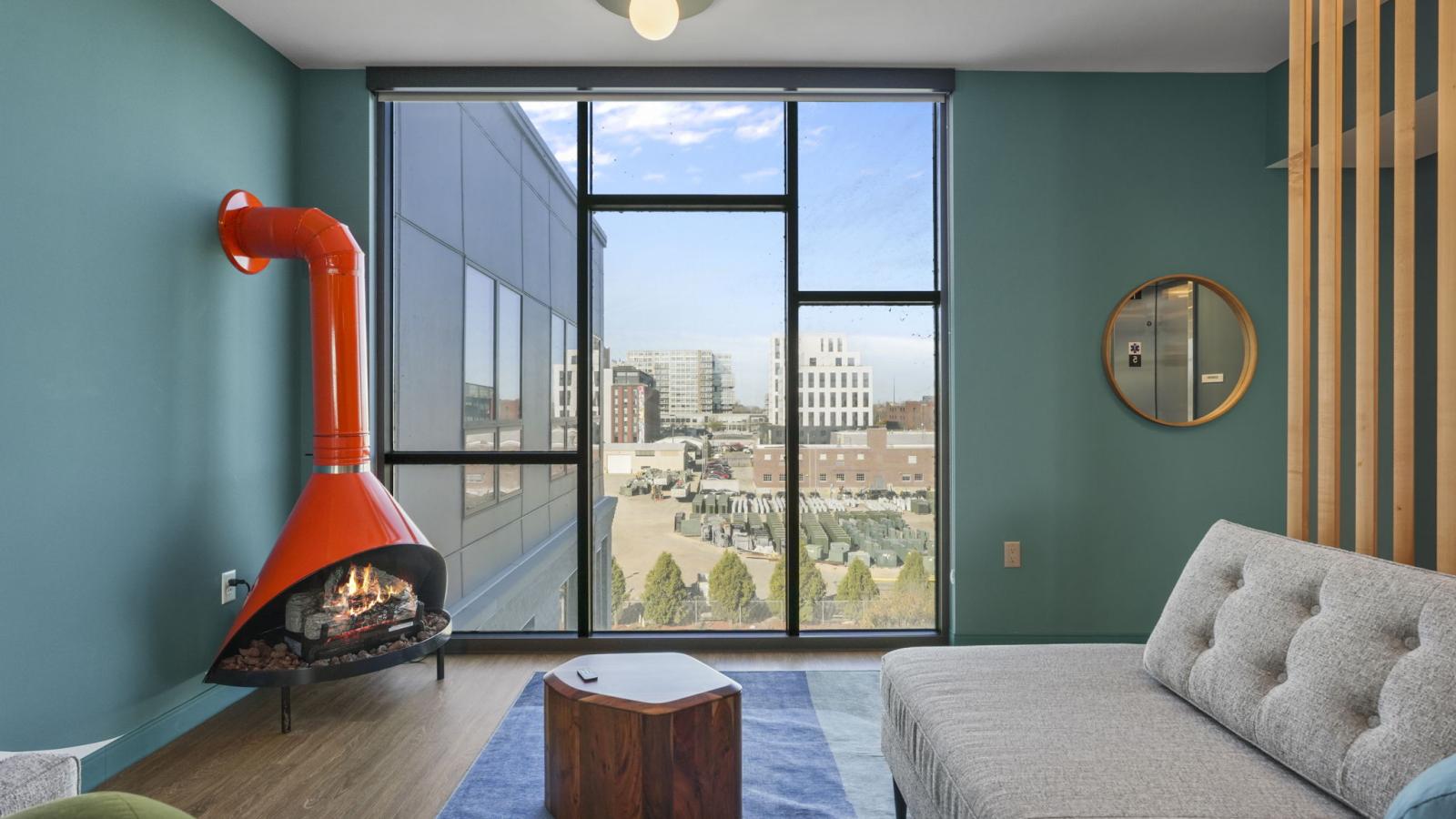 The Irwin parlor featuring cozy seating and a calm space for reading or unwinding