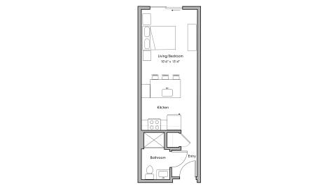 ULI The Penny 422 - Studio, 1 Bath Floor Plan