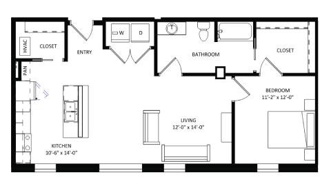 ULI The Irwin N111 - 1 Bed, 1 Bath Floor Plan