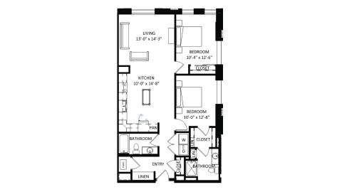 ULI The Irwin N112 - 2 Bed, 2 Bath Floor Plan