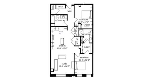 ULI The Irwin N113 - 2 Bed, 2 Bath Floor Plan