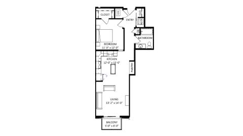 ULI The Irwin N221 - 1 Bed, 1 Bath Floor Plan