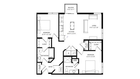 ULI The Irwin N302 - 2 Bed, 2 Bath Floor Plan
