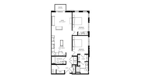 ULI The Irwin N412 - 2 Bed, 2 Bath Floor Plan