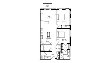 ULI The Irwin N512 - 2 Bed, 2 Bath Floor Plan